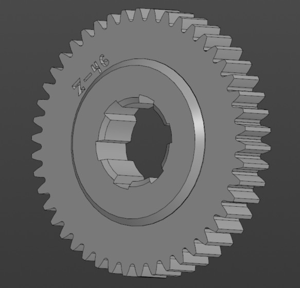 3D модель 3d модель для печати. Шестерня сменная Z-46 m-2 для токарного станка 1В621 и 16В20