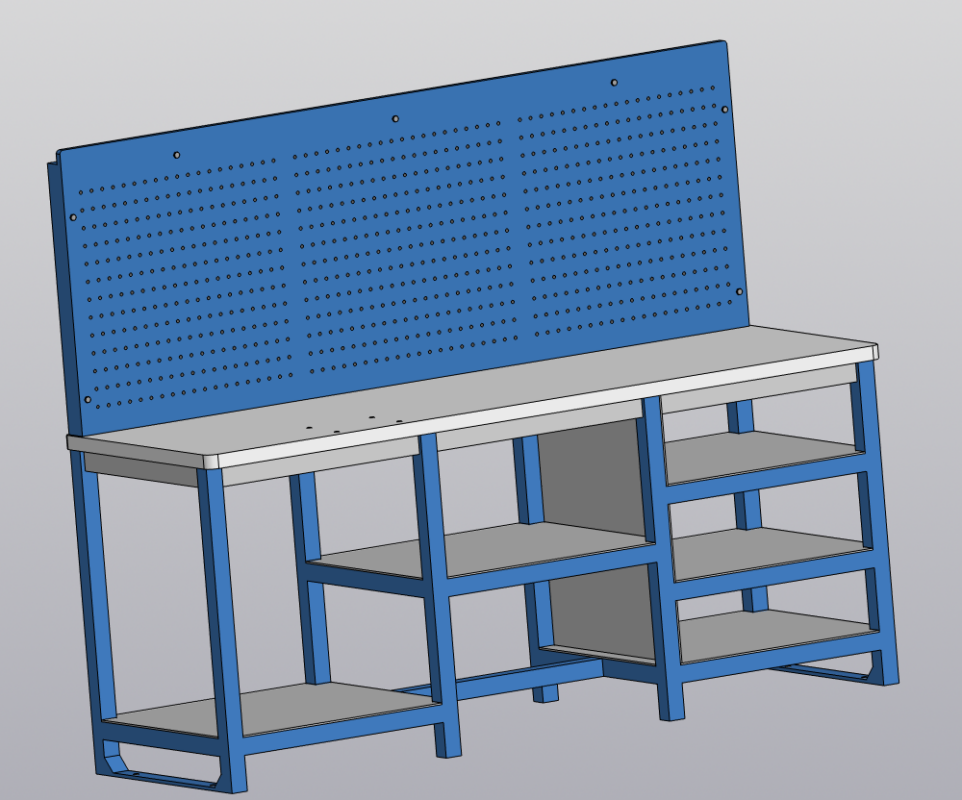 3D модель Стол слесарный 2200х750х1750