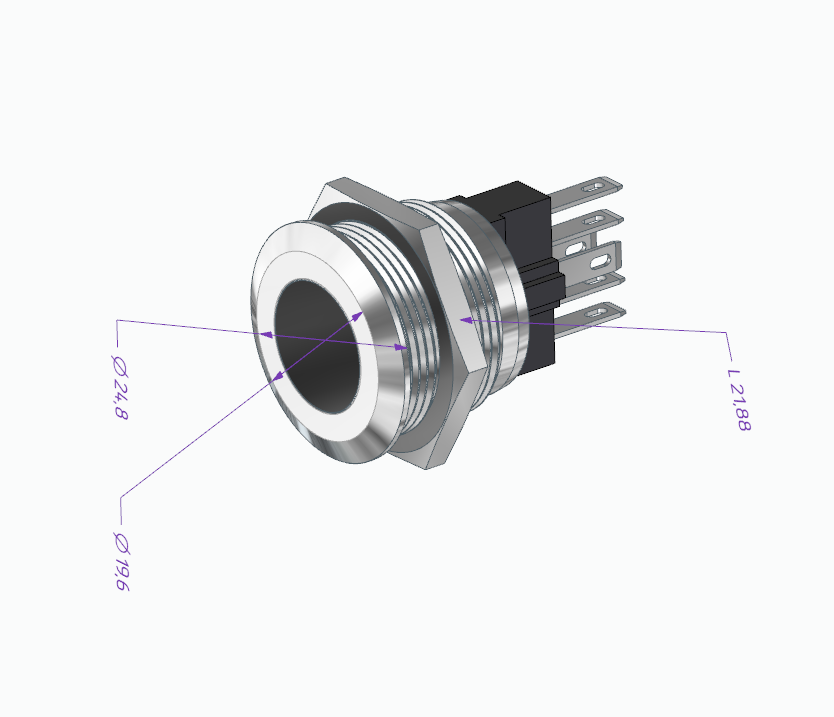 3D модель Кнопка металлическая 22мм
