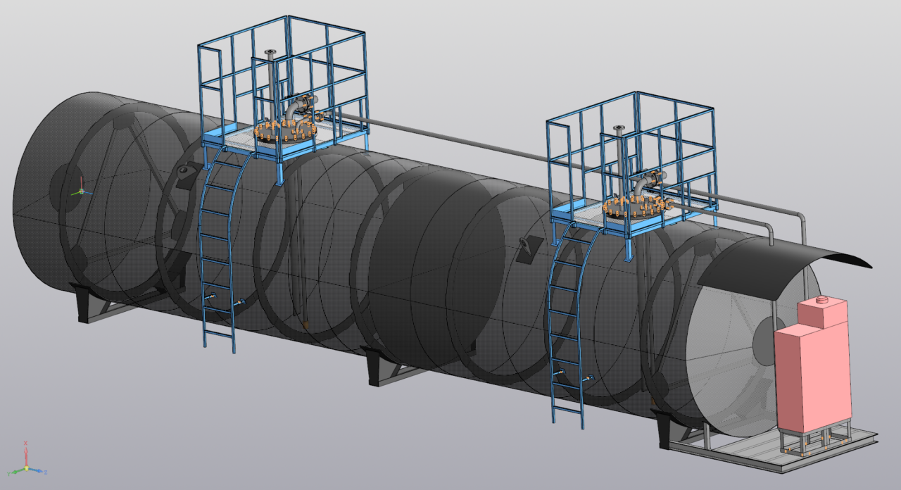 3D модель Резервуар горизонтальный стальной надземный КАЗС-50