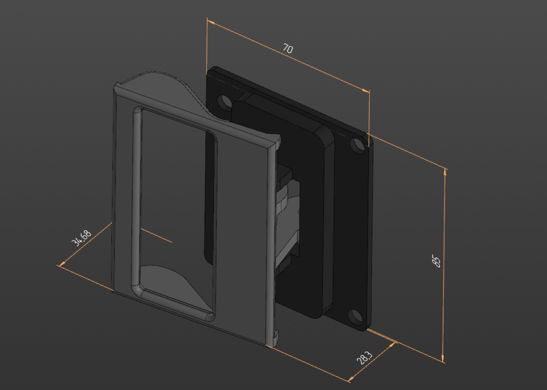 3D модель Ручка сдвижной двери ГАЗ 2705