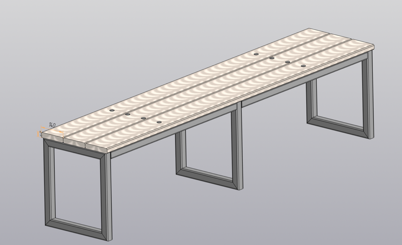 3D модель МАФ скамья 397х2000х460 мм