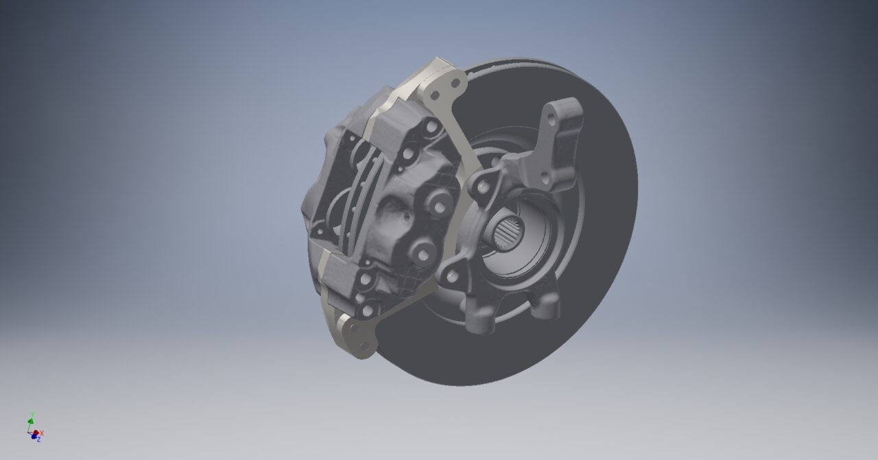 3D модель Передние 4-х поршневые тормозные суппорта москвич (2140,412) на ВАЗ 2110-2115, Приора, Калина.