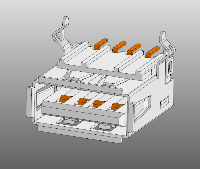 Чертеж USB порт Type A, Type B