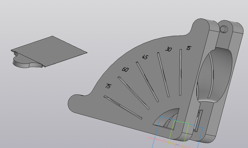 3D модель Матрица для распила отвода 57 ГОСТ 17375 на необходимый угол прямо на лентопиле