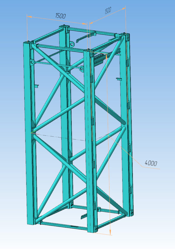 3D модель Рядовая вертикальная секция башенного крана TDK-10.180 TDK-8.180