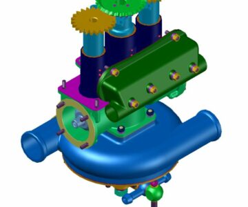 3D модель Водо-масляный агрегат двигателя М-100А.