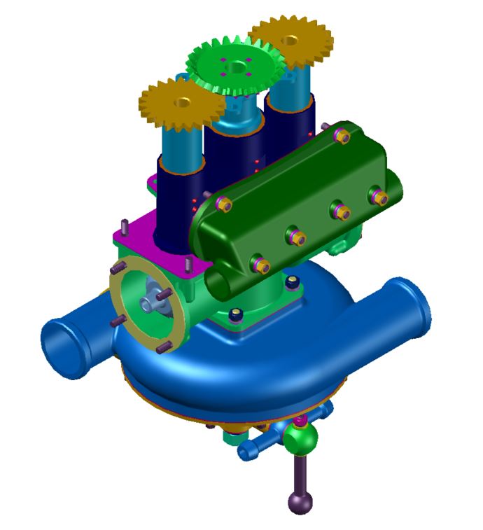 3D модель Водо-масляный агрегат двигателя М-100А.