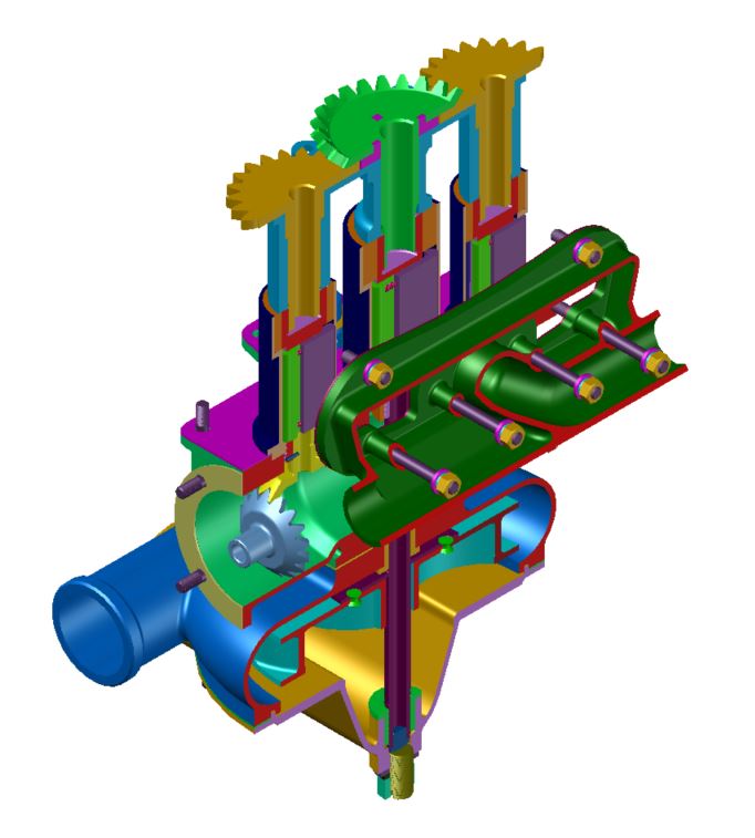 3D модель Водо-масляный агрегат двигателя М-100А.