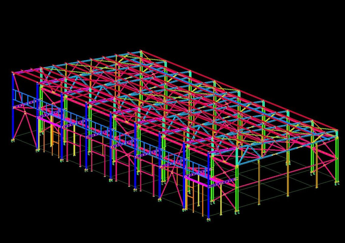 3D модель 3Д модель каркаса промздания 48х27 метров