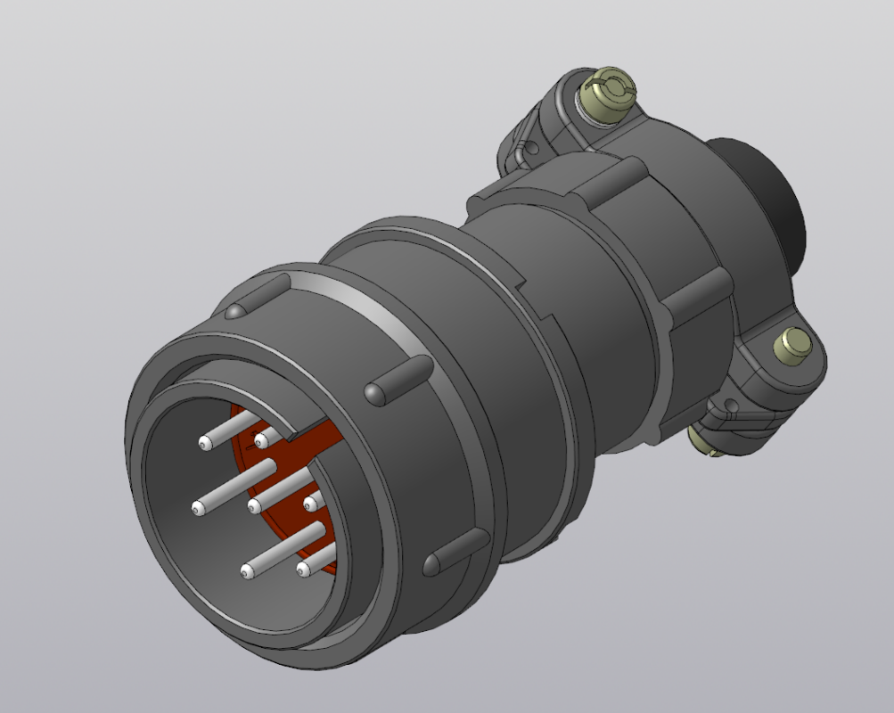 3D модель Вилка кабельная с прямым патрубком 2РМДТ27КПН7Ш5В1В