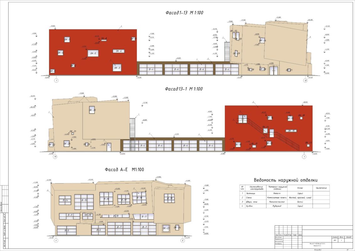 Чертеж ВКР Здание школы на 700 мест в г. Курске