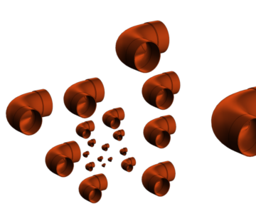 3D модель Отвод медный, 90 градусов, DIN EN 1254, Серия 5001A. DN-6...133