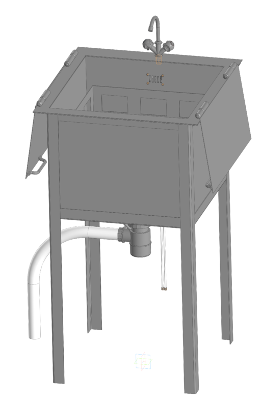3D модель Модель нестандартной мойки для столовой средней школы 500 х 500 х 1000