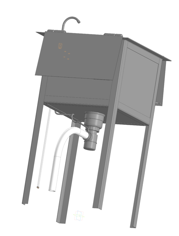 3D модель Модель нестандартной мойки для столовой средней школы 500 х 500 х 1000