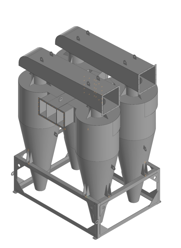 3D модель Блок циклонов из 4-х башен для КДМ201