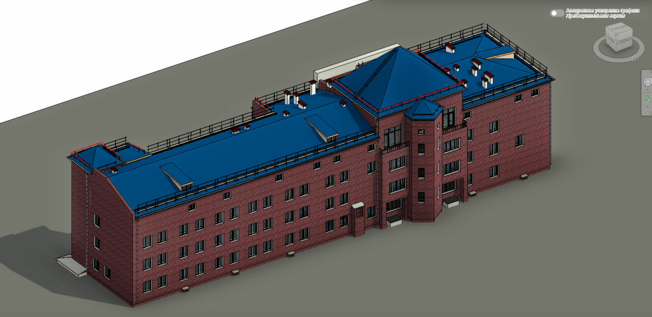 Чертеж BIM модель раздела АР ремонтируемого здания больницы