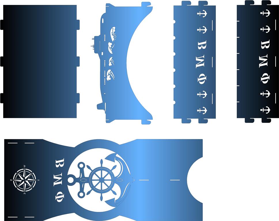 Чертеж Мангал ВМФ 460х330х800мм