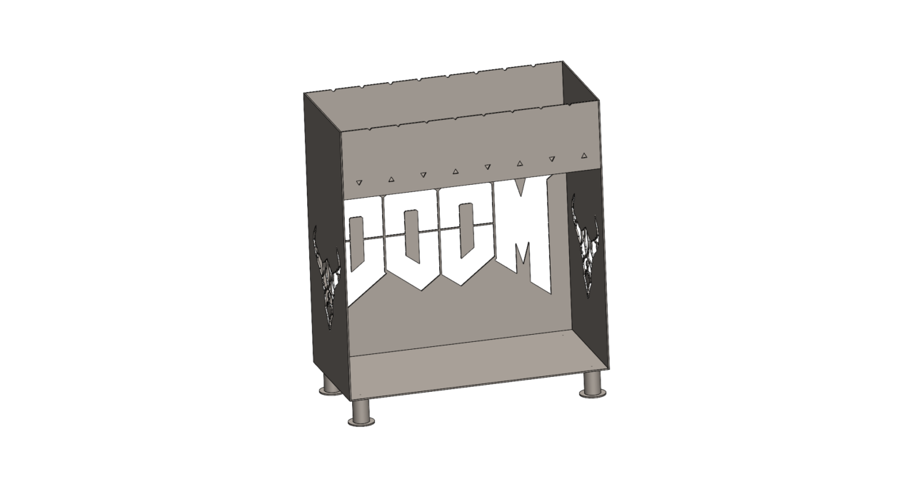 3D модель Мангал сварной с логотипом игры DOOM