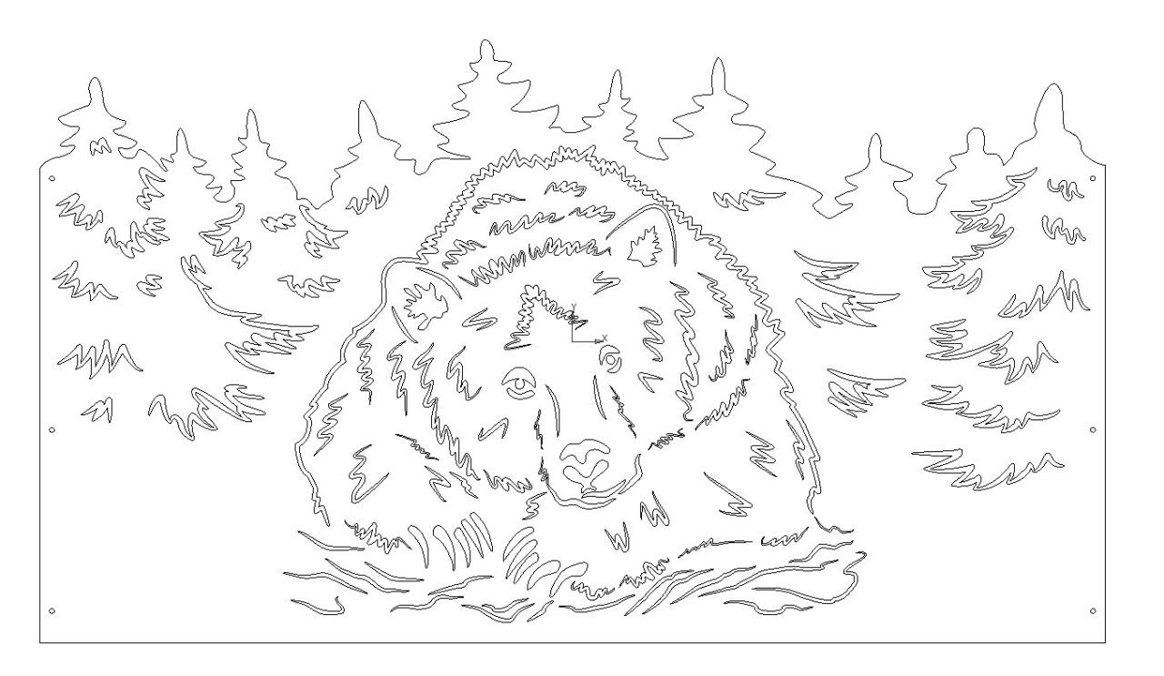 Чертеж Декоративный лист Медведь и Лес