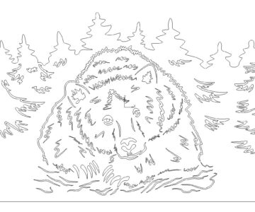 Чертеж Декоративный лист Медведь и Лес