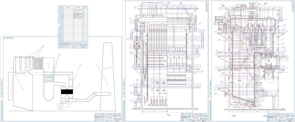 Чертеж Поверочный расчет парового котла с естественной циркуляцией
