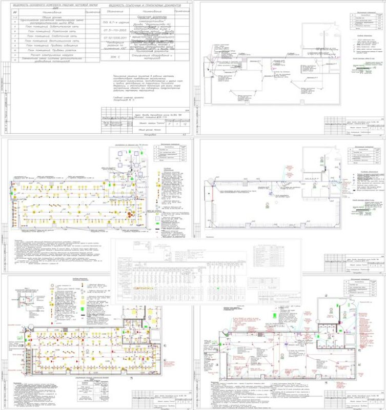 Чертеж ЭОМ магазина  в ТЦ 