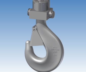 3D модель Подвеска (подвес крюка) CFN25-P по DIN 15411 и крюк однорогий III-P-25-N ГОСТ 34680