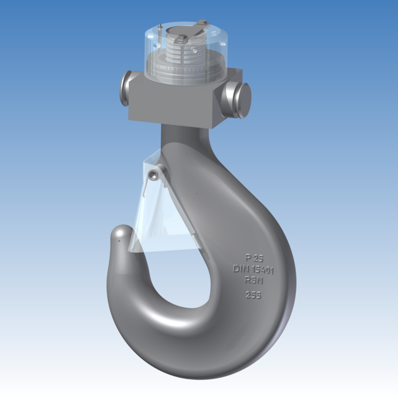 3D модель Подвеска (подвес крюка) CFN25-P по DIN 15411 и крюк однорогий III-P-25-N ГОСТ 34680