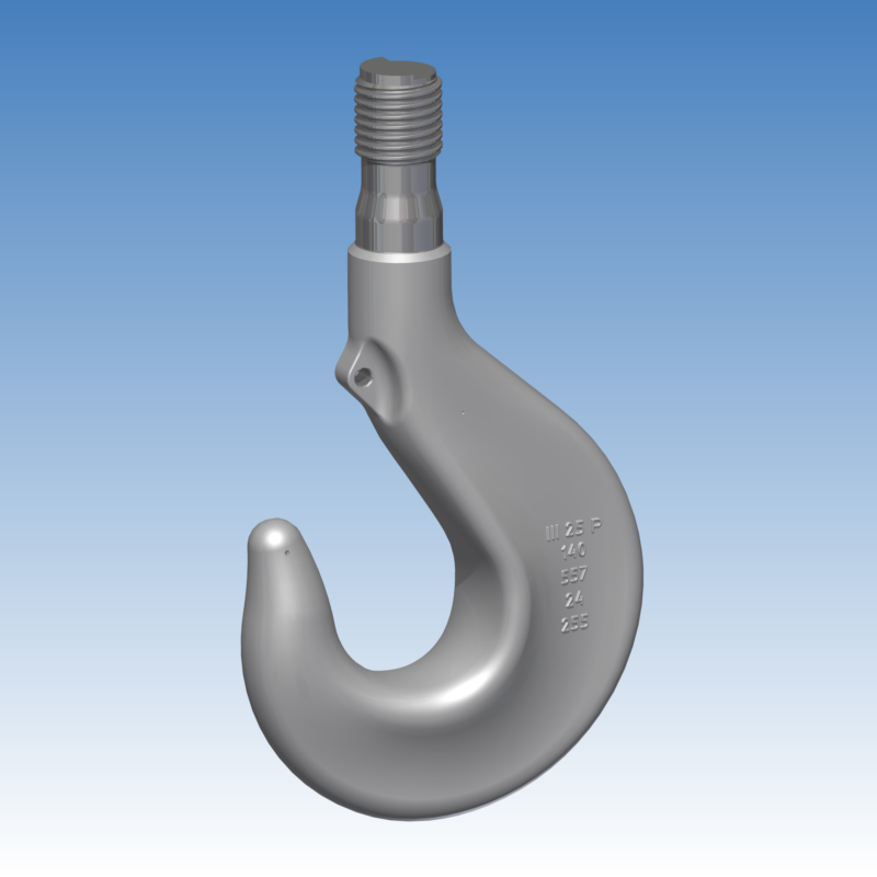 3D модель Подвеска (подвес крюка) CFN25-P по DIN 15411 и крюк однорогий III-P-25-N ГОСТ 34680