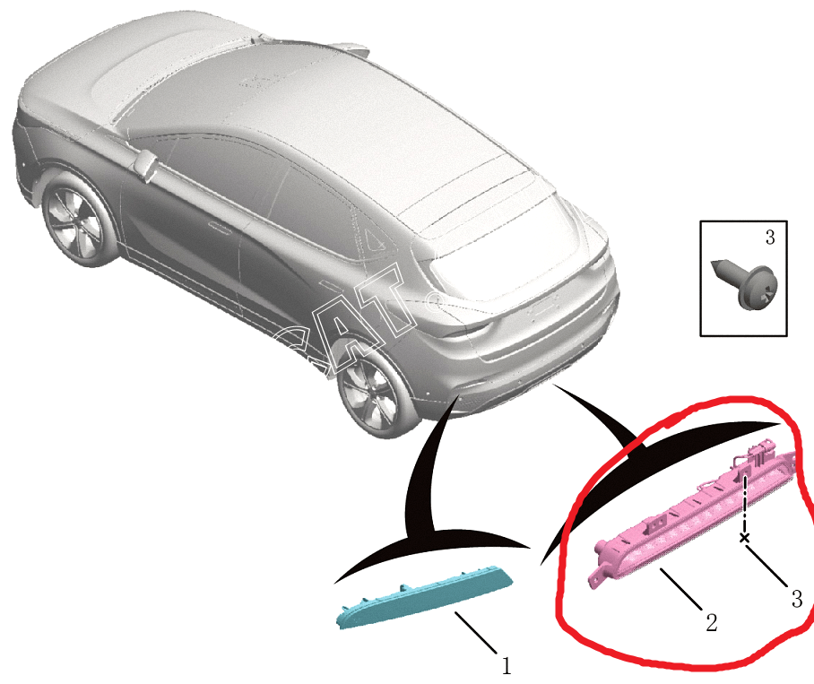 3D модель Задний противотуманный фонарь 7054021300 автомобиля Gelly Geometry C
