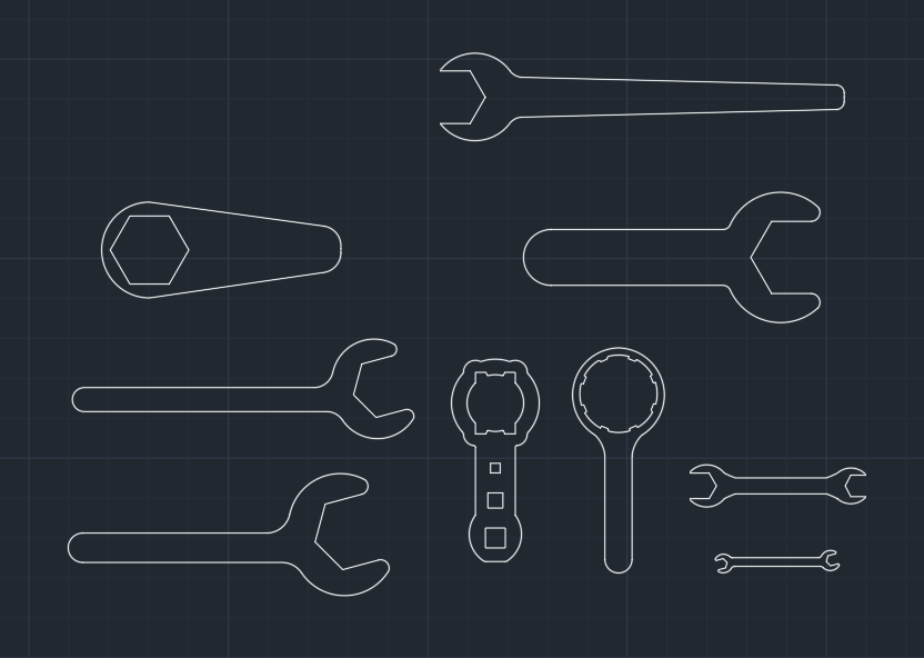 Чертеж Рожковые и накидные ключи