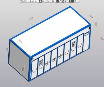 3D модель Блок-контейнер High Cube c установленными внутри блоками преобразователей частоты