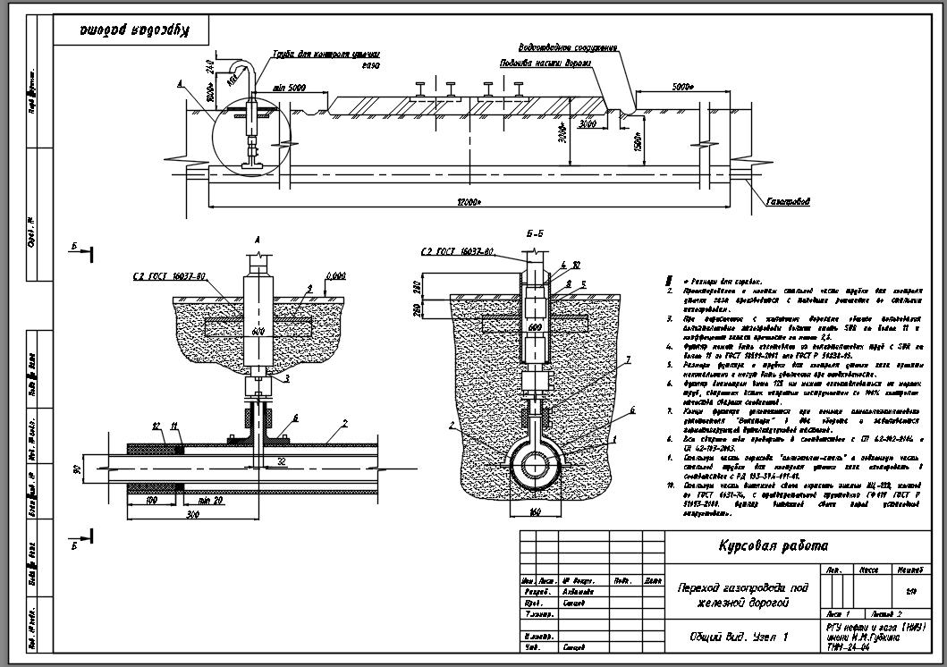 Чертеж Курсовая работа "Проект производства работ по газификации поселка"