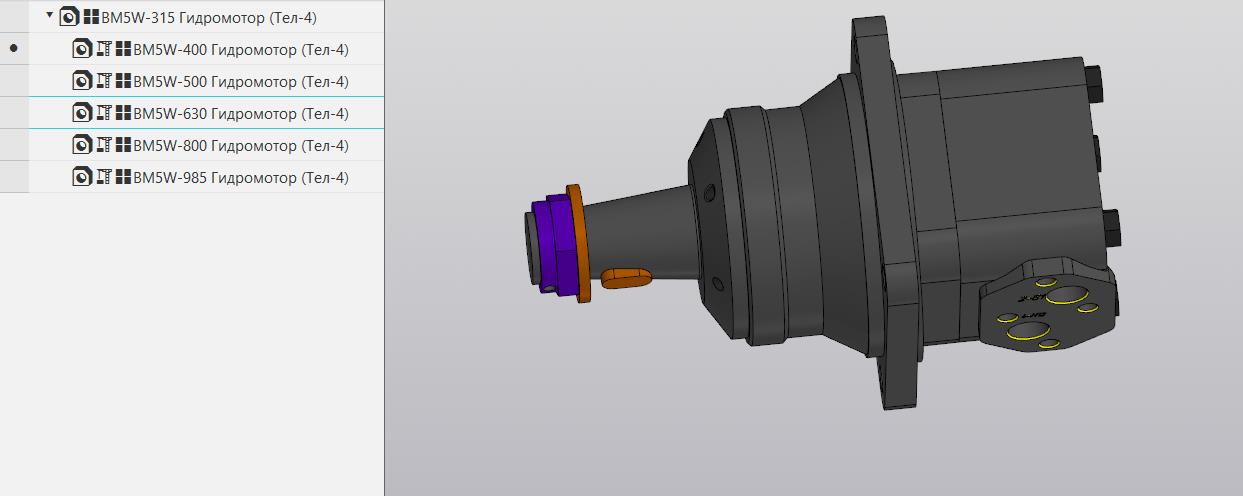 3D модель Гидромотор  серии BM5W в исполнениях