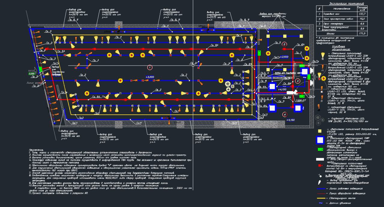 Чертеж ЭОМ магазина
