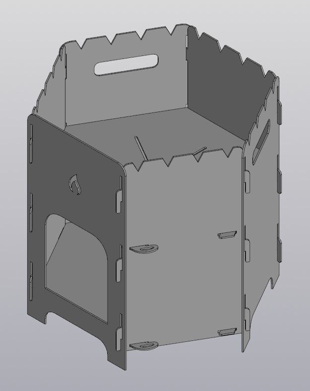 Чертеж Сборная/разборная печь под казан 400мм/мангал. Сталь 3мм.