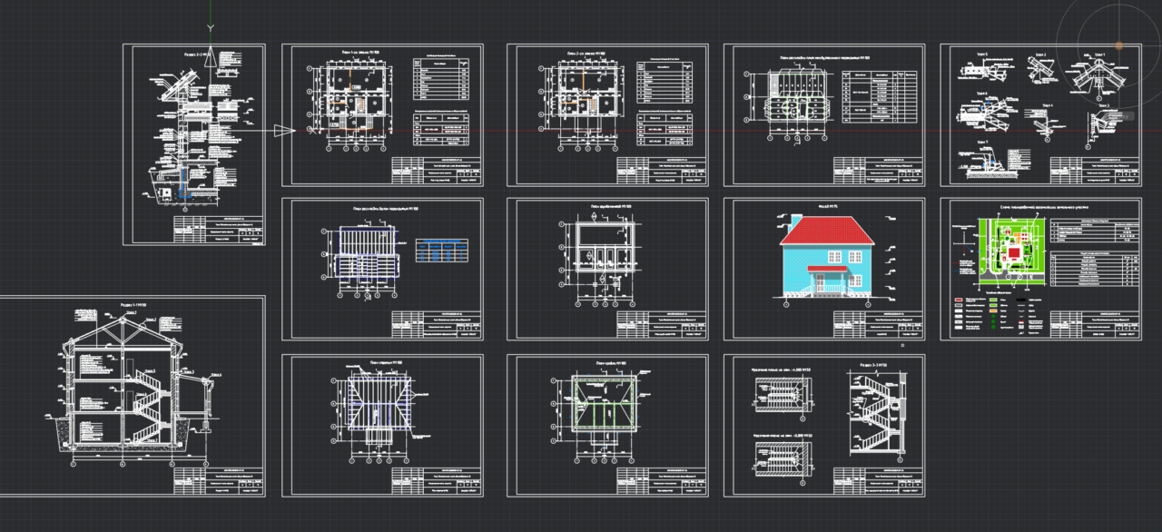 Чертеж Проект малоэтажного жилого здания(коттеджа) г. Тверь