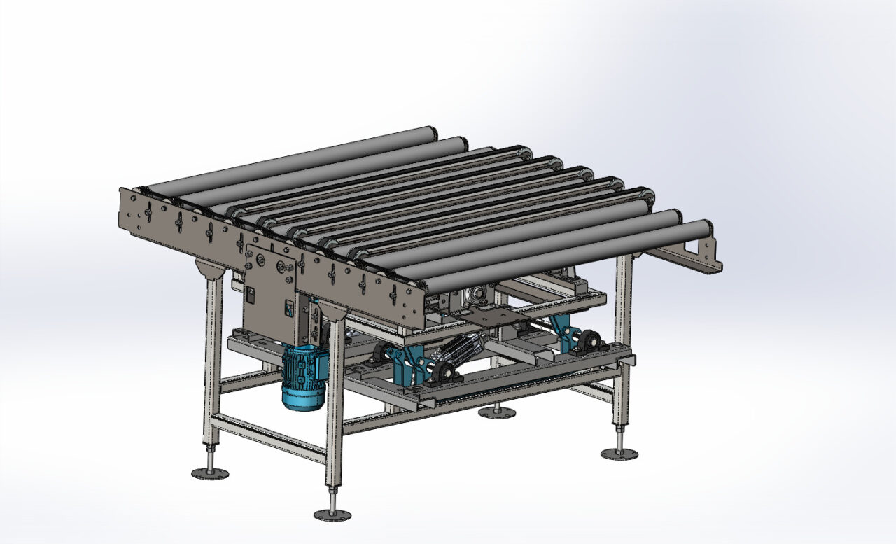 3D модель Роликовый конвейер с перегружателем (Полная 3Д модель / SolidWorks)
