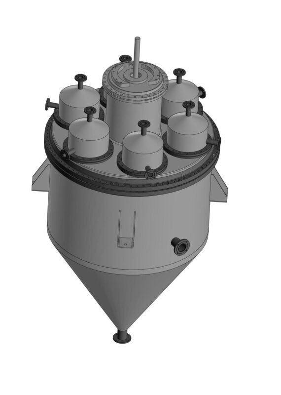3D модель Кристаллизатор с механическим перемешивающим устройством и вертикальными теплообменными элементами