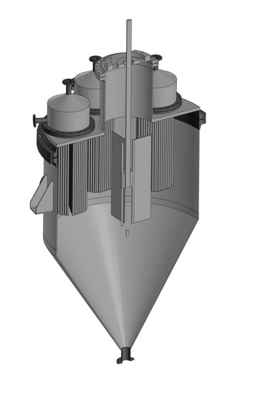 3D модель Кристаллизатор с механическим перемешивающим устройством и вертикальными теплообменными элементами