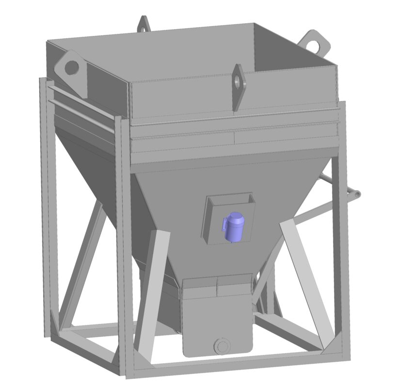 3D модель Емкость для бетона V=2,5м3 прямоугольного сечения с вибратором, грузоподъемностью Q=6.3т.