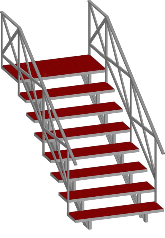 3D модель Лестница металлопрофиля с плиткой