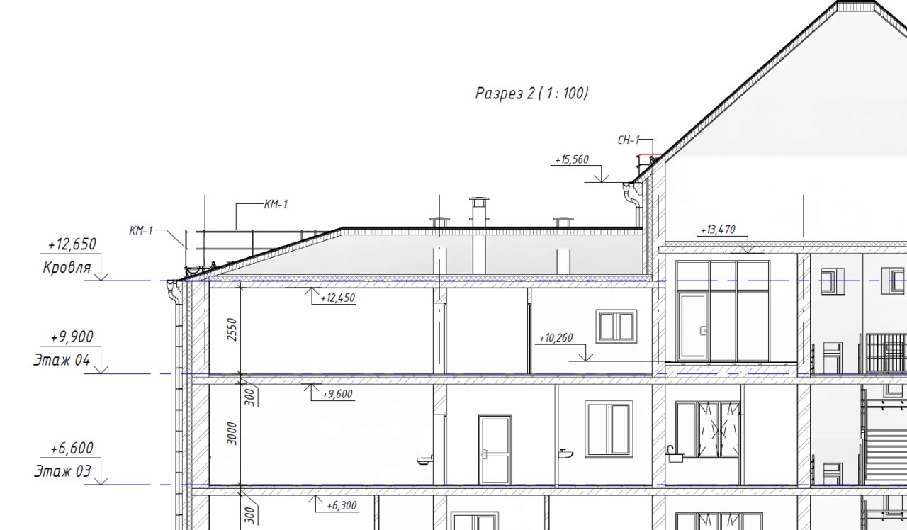 Чертеж BIM модель раздела АР ремонтируемого здания больницы