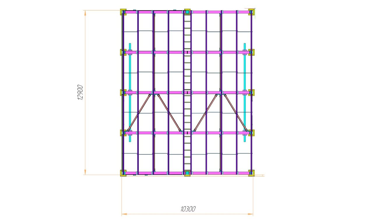 3D модель Металлокаркас промышленного здания  в плане 12.9х10.3 м