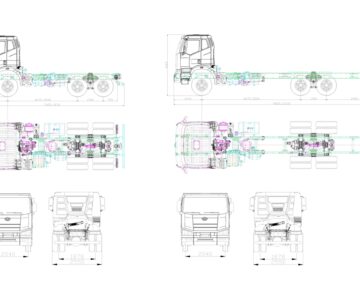 Чертеж Габаритная чертеж шасси FAW 6х6