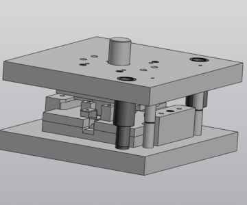 3D модель Последовательный штамп для детали "Кронштейн прямой" (формовка, пробивка и вырубка)