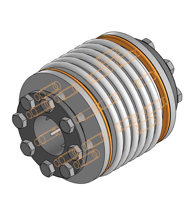 3D модель Сильфонная муфта d=82 l=92 d1=30 d2=35