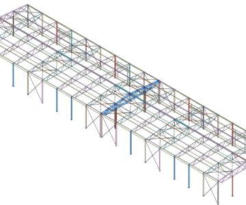 3D модель Металлический каркас теплого ангара 24х102м (54+48), высота внутренняя - 7м