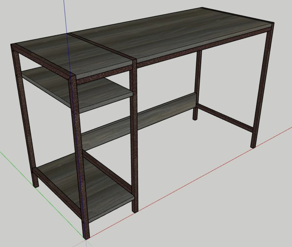 3D модель 3D модель компьютерного стола 1200*500*750 мм